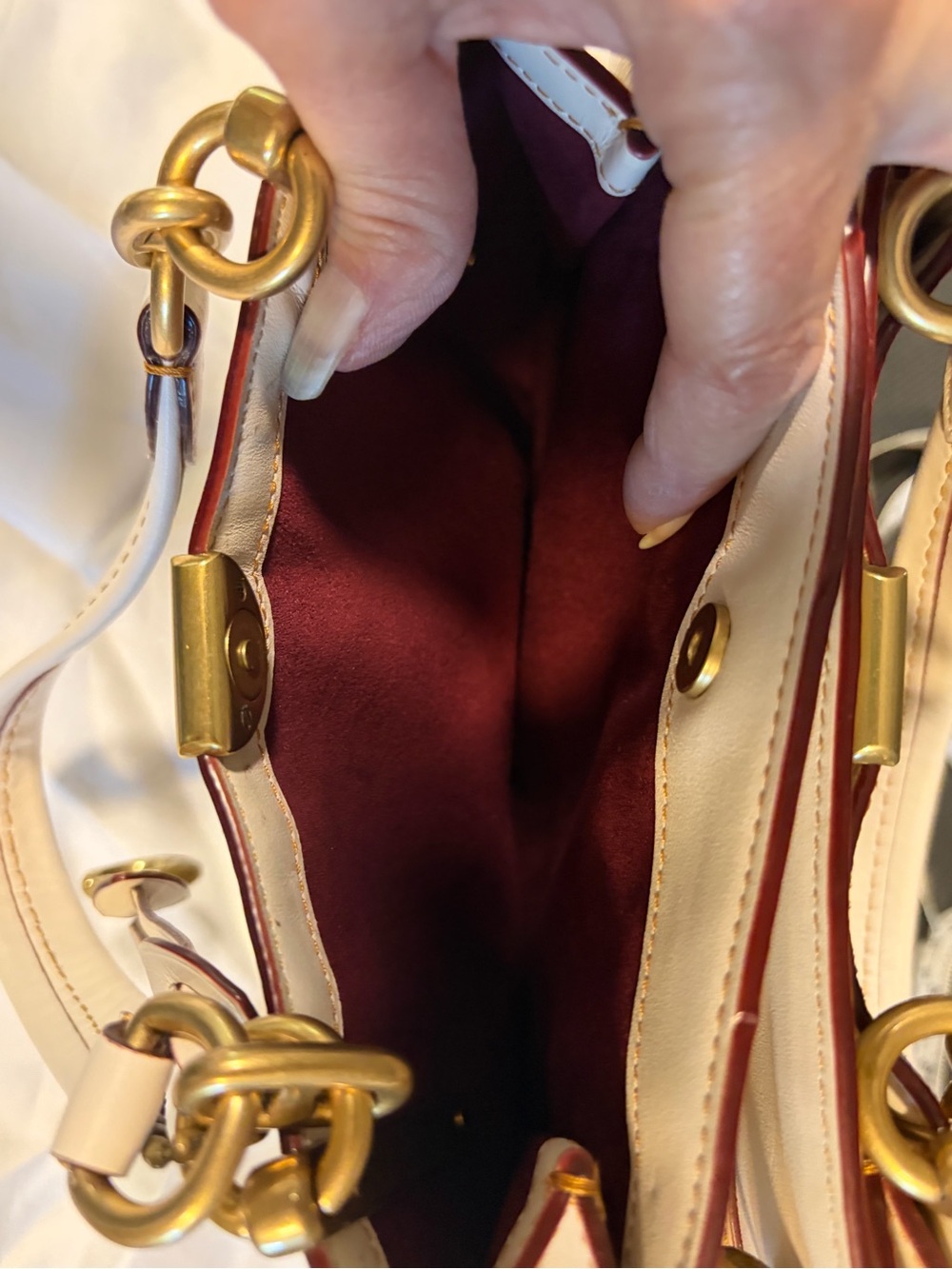 Coach Dreamer Brown Signature Satchel with Cream Trim and Gold Hardware - Picture 11 of 16